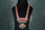 Pink, Green & White pendant Necklace (4-8524)(K)