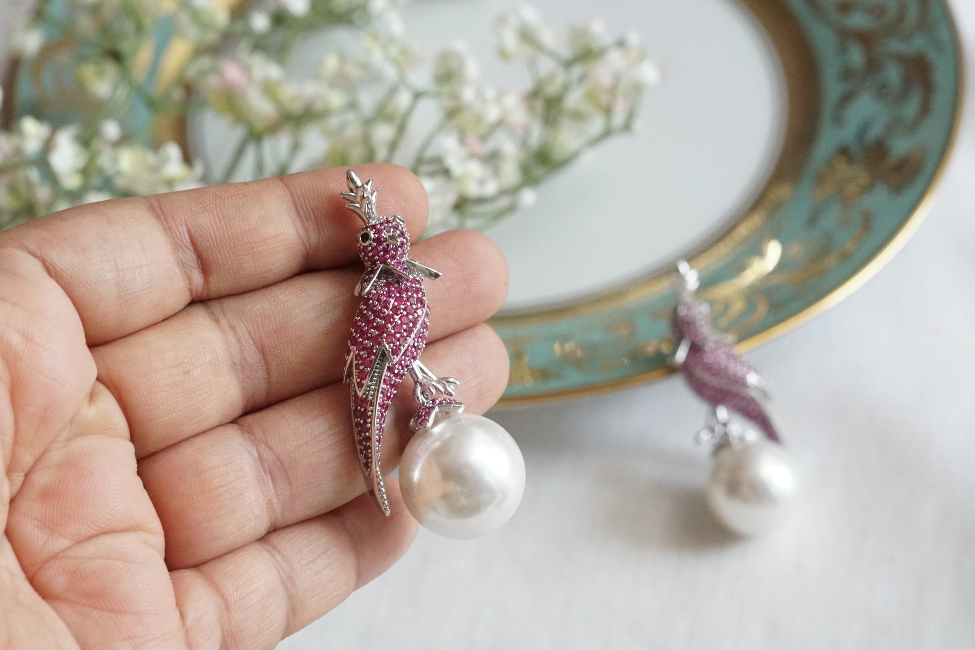 Pink stone Earrings (1-5174)(from turkey) - JEWELSTYLE