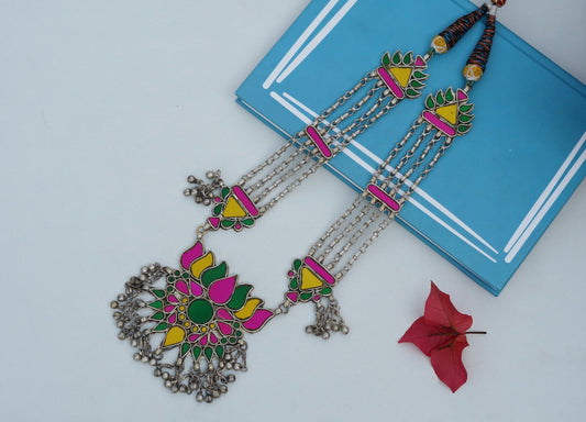 Mirror Oxidised Necklace (4-6510)