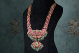 Pink, Green & White pendant Necklace (4-8524)(K)