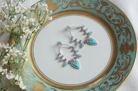 Turquoise and amythest Earrings (1-5176)(from turkey)