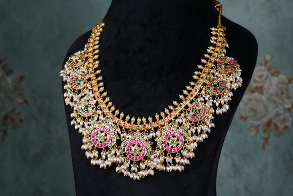 Pink, Green & White Necklace (4-8523)(K)