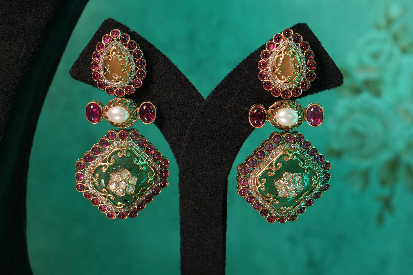 Polki Pendant Necklace Set(4-9046)(B)