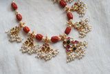 Kundan Coral necklace  (4-7797) (K)