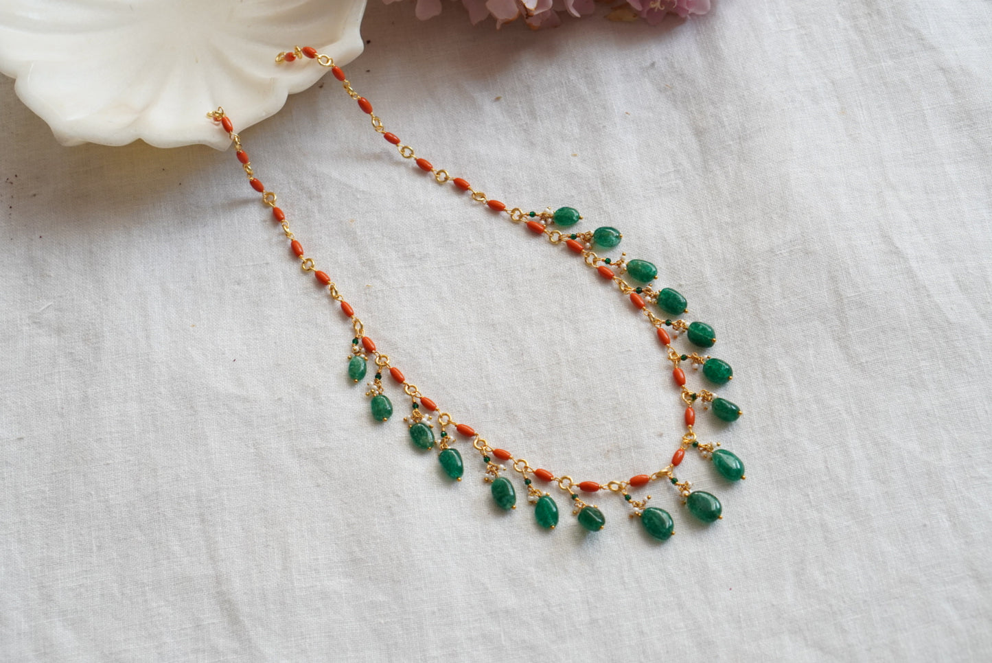Coral Beads necklace  (4-7795) (K)(PREORDER)