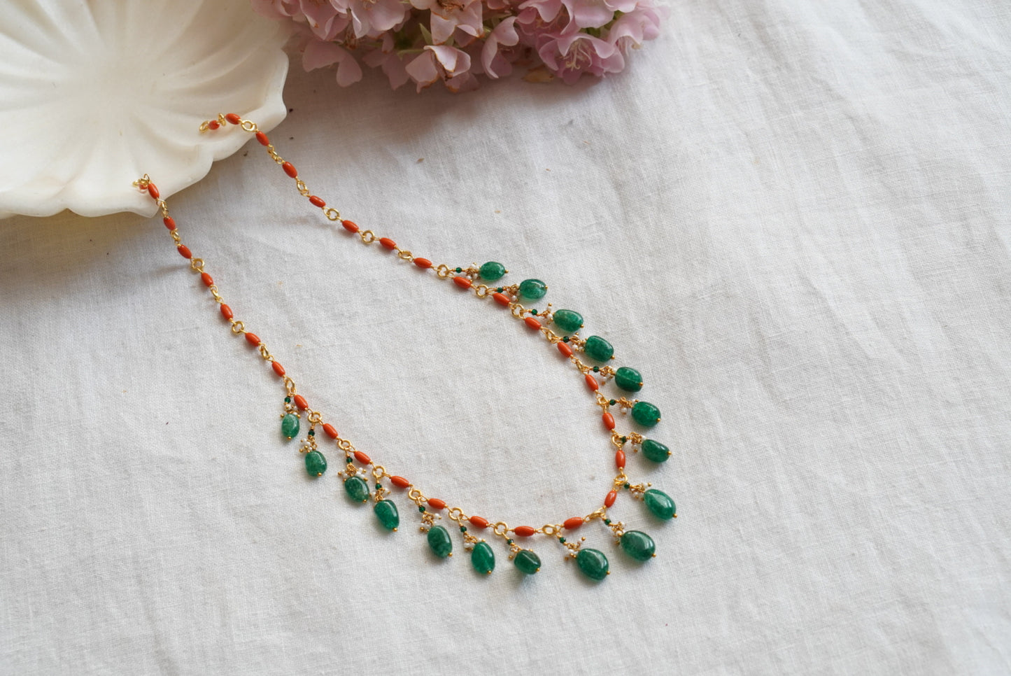 Coral Beads necklace  (4-7795) (K)(PREORDER)