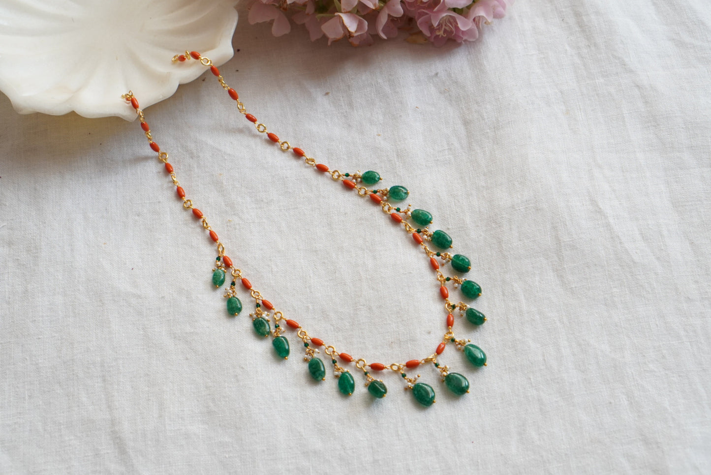 Coral Beads necklace  (4-7795) (K)(PREORDER)