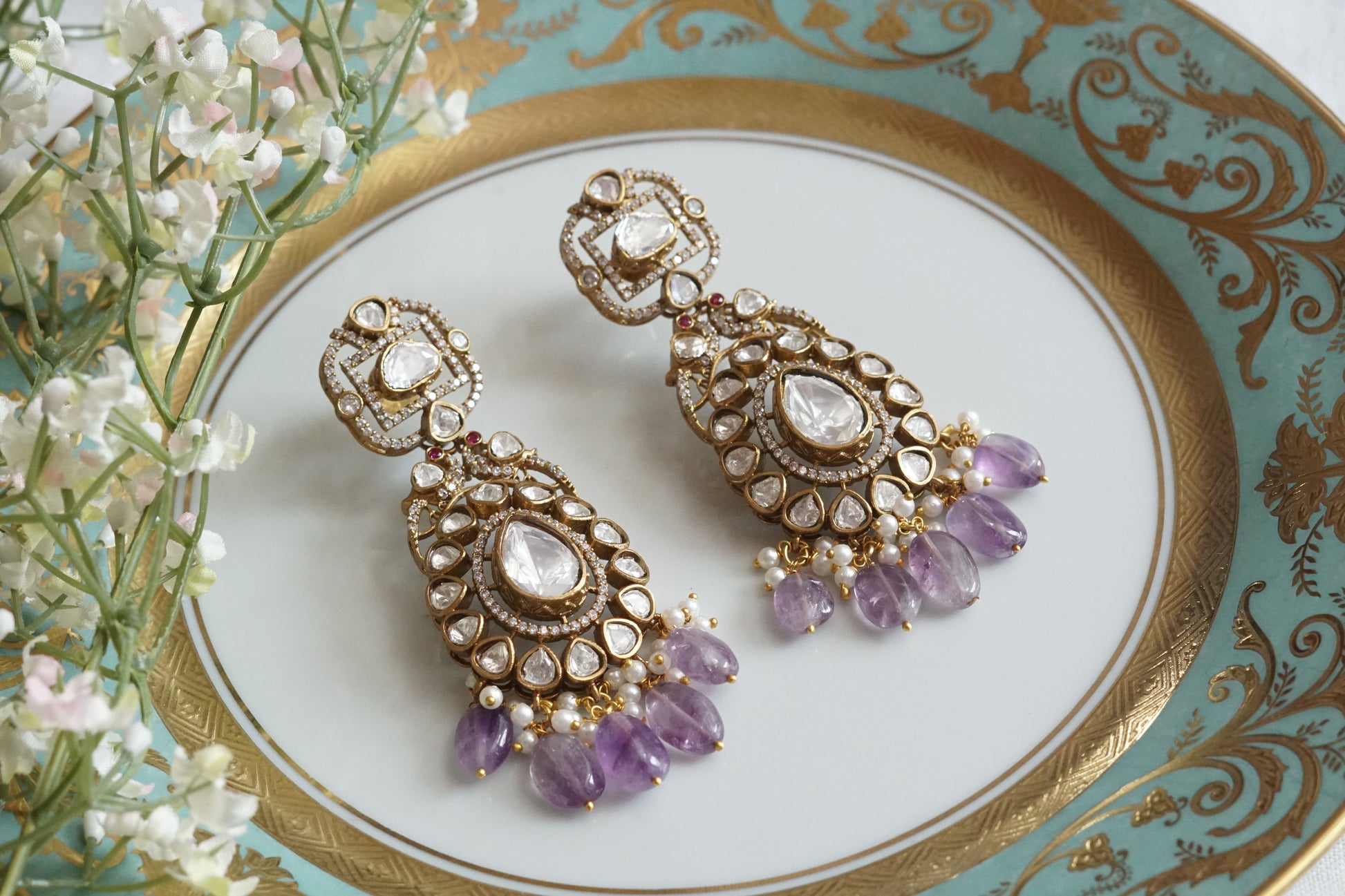 Polki Earrings (1-5163)(B) - JEWELSTYLE