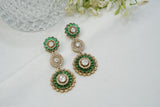 Dark green Stone Polki Earring (1-3857)(B)