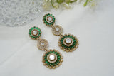 Dark green Stone Polki Earring (1-3857)(B)