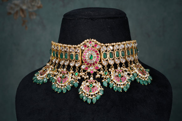 Pink, Green & White Choker (4-8522)(K)