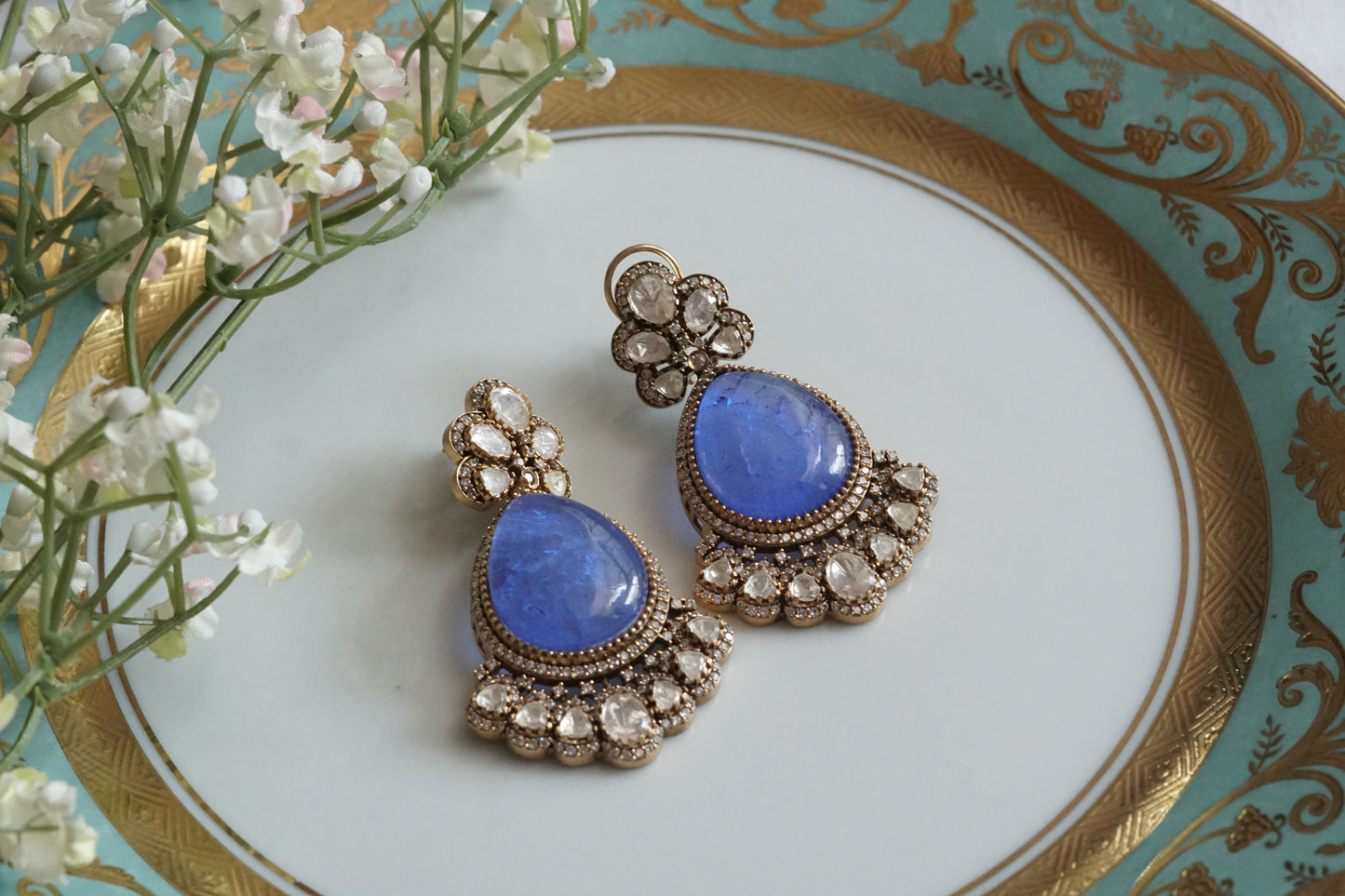 Blue Stone Polki Earrings (1-5156)(B) - JEWELSTYLE