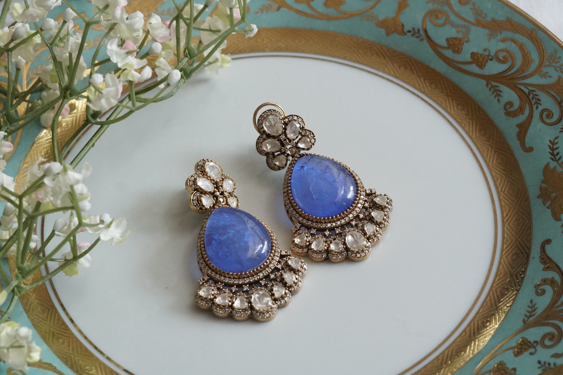 Blue Stone Polki Earrings (1-5156)(B) - JEWELSTYLE