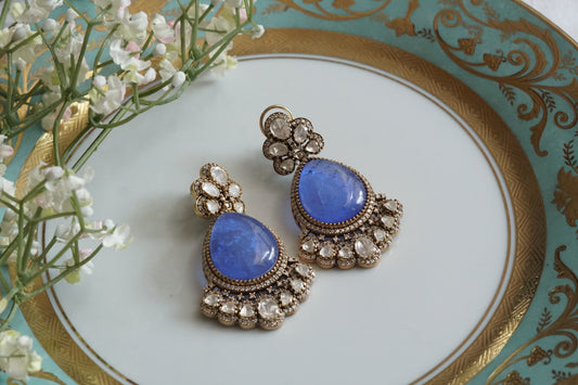 Blue Stone Polki Earrings (1-5156)(B) - JEWELSTYLE