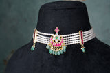 Pink & White Choker (4-8517)(K)