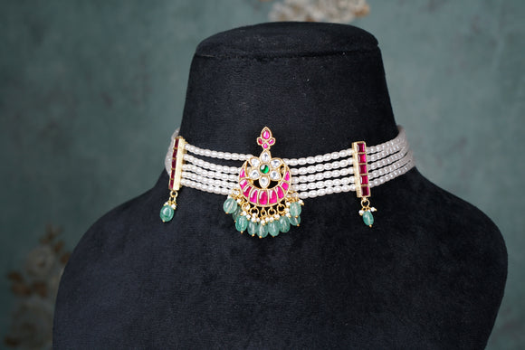 Pink & White Choker (4-8517)(K)
