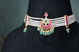 Pink & White Choker (4-8517)(K)