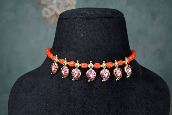 Mango Kundan coral necklace (4-8535)(K)