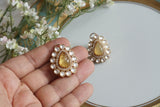 Yellow Stone Polki Studs (1-5161)(B) - JEWELSTYLE