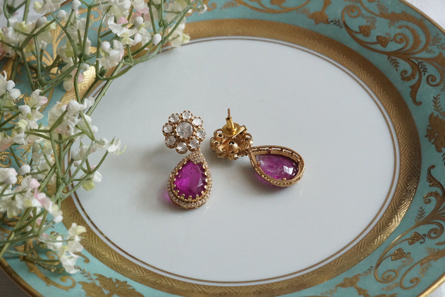 Pink Stone Polki Earrings (1-5151)(B) - JEWELSTYLE