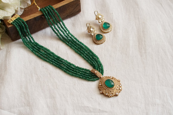 Green Polki Necklace Set  (4-7963) (B)