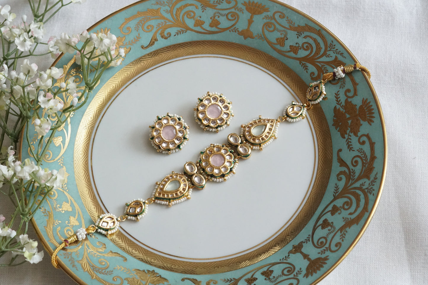 Kundan Choker Set (4-9127)(B) - JEWELSTYLE