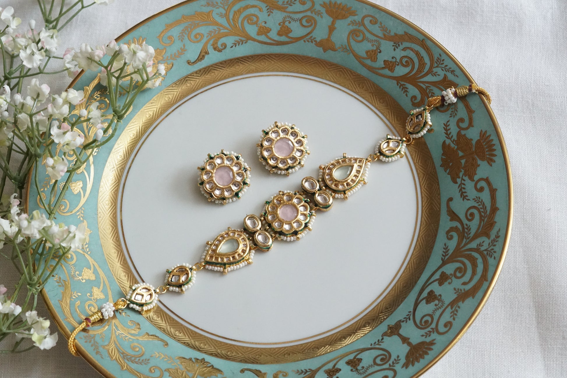 Kundan Choker Set (4-9127)(B) - JEWELSTYLE