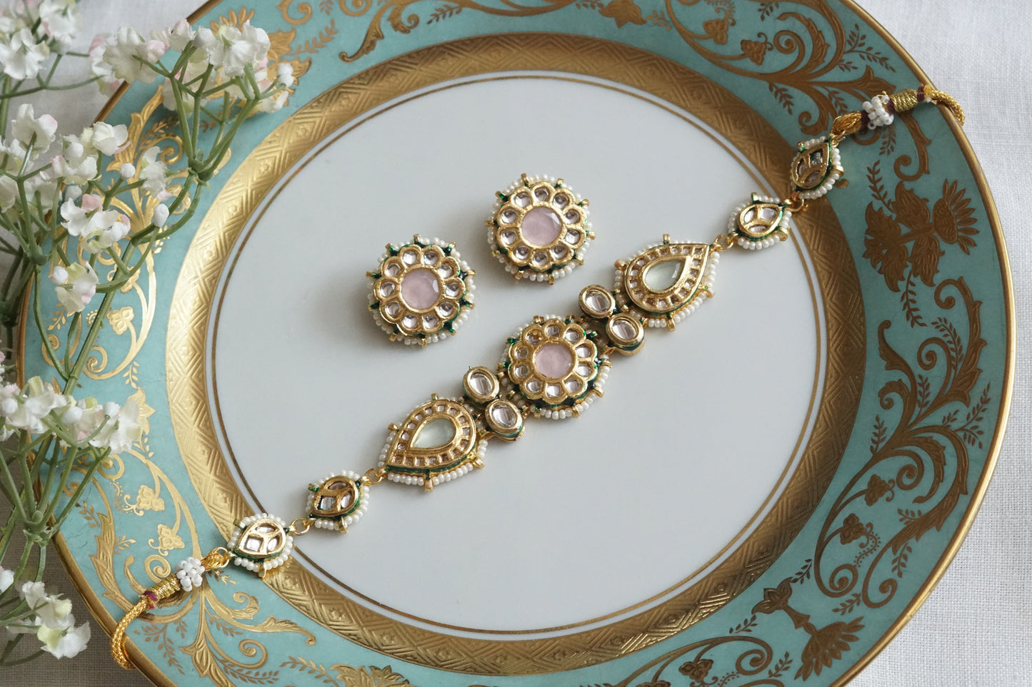 Kundan Choker Set (4-9127)(B) - JEWELSTYLE
