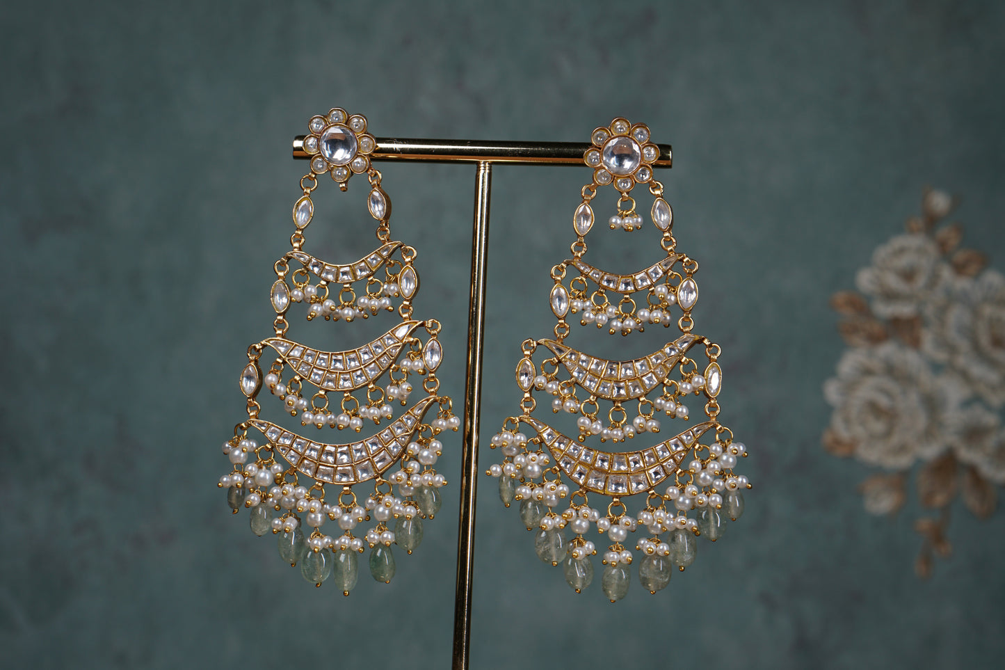 White kundan earrings(1-4689)(S) (offer piece)
