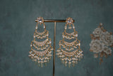 White kundan earrings(1-4689)(S)