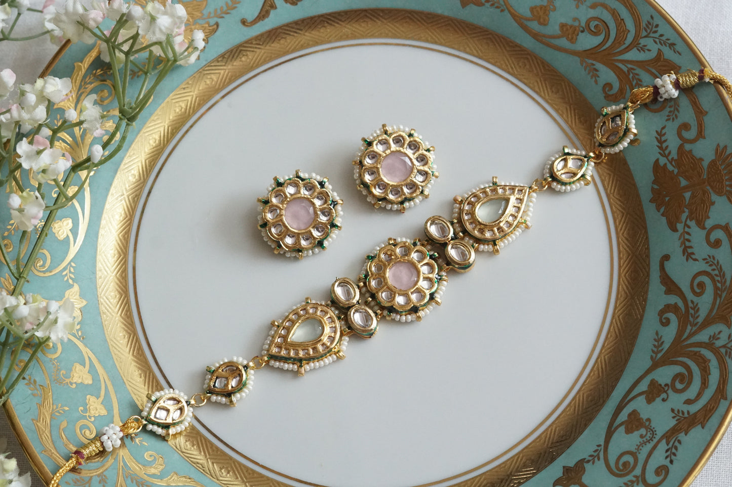 Kundan Choker Set (4-9127)(B) - JEWELSTYLE