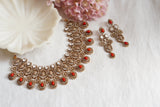 Coral  Polki necklace set (4-7803) (B)