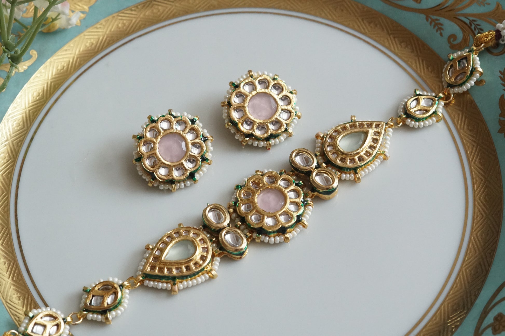 Kundan Choker Set (4-9127)(B) - JEWELSTYLE