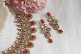 Coral  Polki necklace set (4-7803) (B)