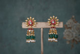 Pink & White Kundan Jhumki (1-4682)(K)