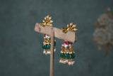 Pink & White Kundan Jhumki (1-4682)(K)