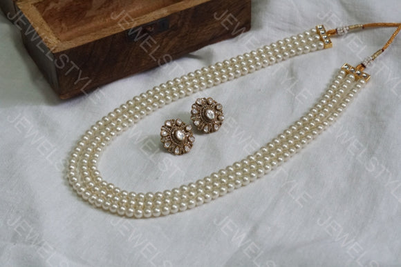 Pearl Polki Necklace Set (4-5742)(B) Jewelry