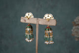 Green & White Kundan Jhumki (1-4684)(K)