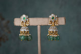 Green & White Kundan Jhumki (1-4684)(K)
