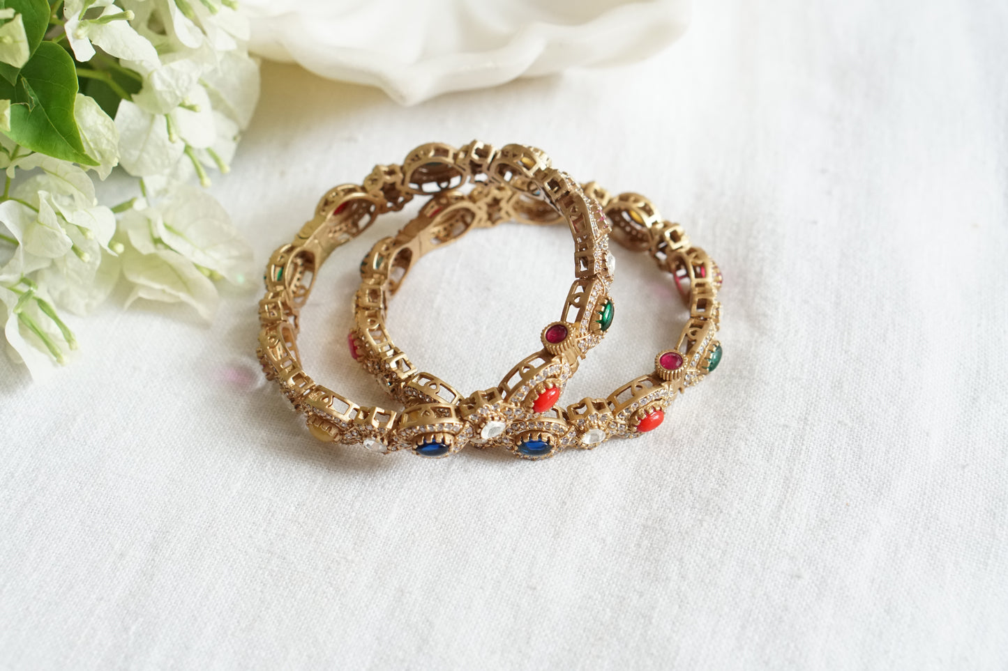 Multi stone Polki Openable bangle (3-447)(B) Size 2’6(CLEARANCE SALE PIECE)