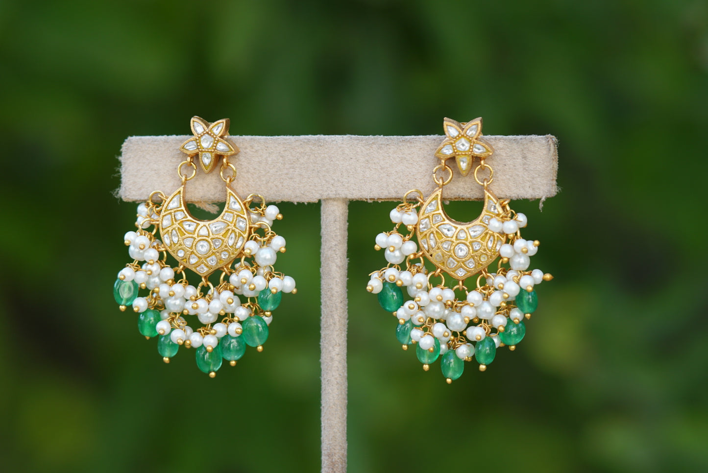 Kundan chandbali earring (1-3598)(R)(preorder)