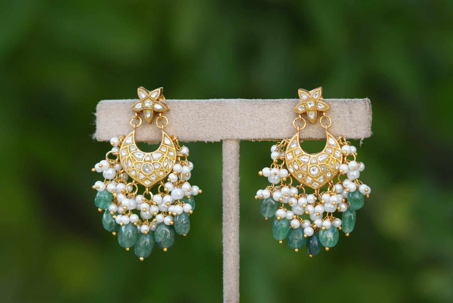 Kundan chandbali earring (1-3598)(R)(preorder)