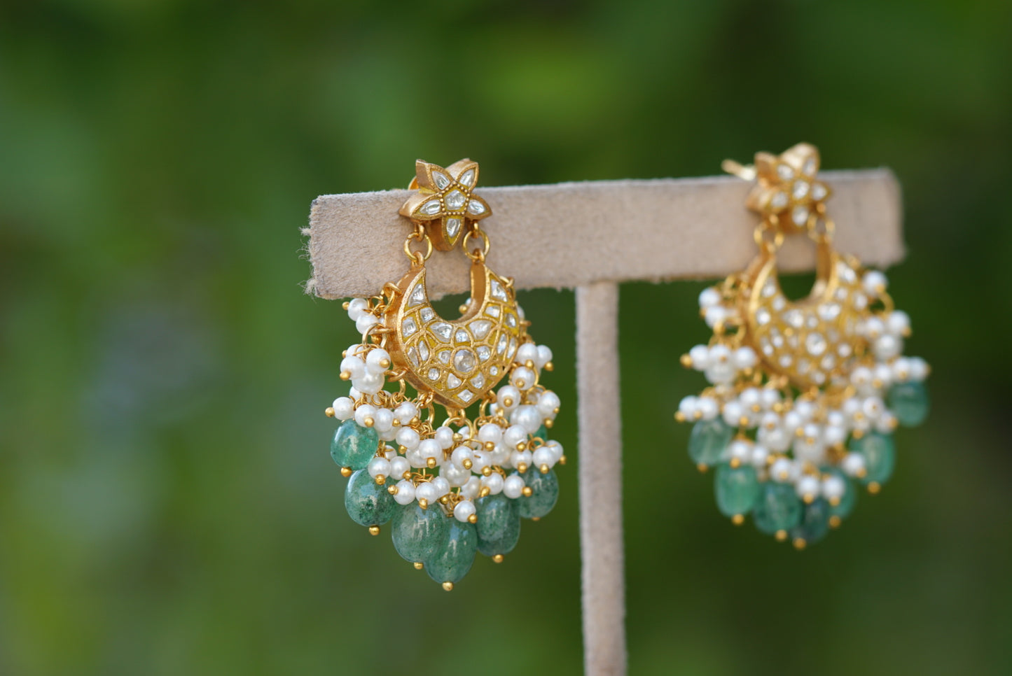 Kundan chandbali earring (1-3598)(R)(preorder)