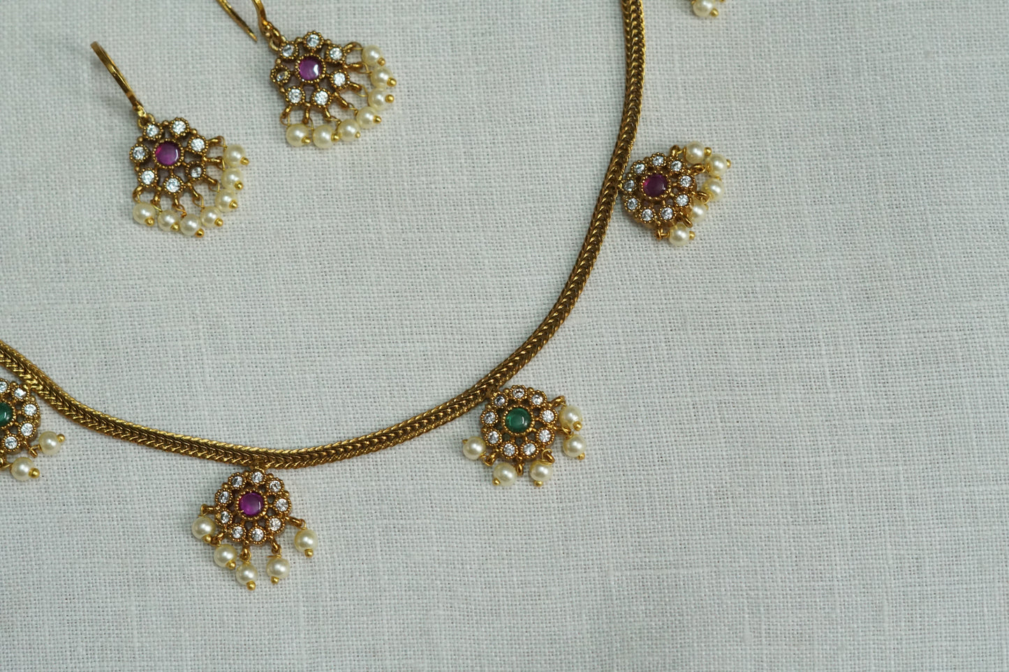 Ad Stone Necklace Set (4-9154)(AK) - JEWELSTYLE