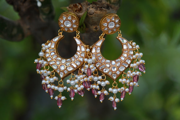 Kundan chandbali earring (1-3603)(R)(PREORDER)