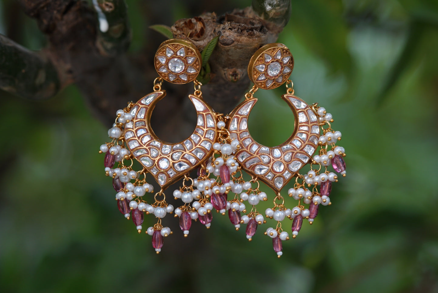 Kundan chandbali earring (1-3603)(R)(PREORDER)