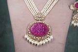 Pink Polki Necklace set (4-8550)(B)