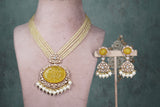Yellow Polki Necklace set (4-8552)(B)