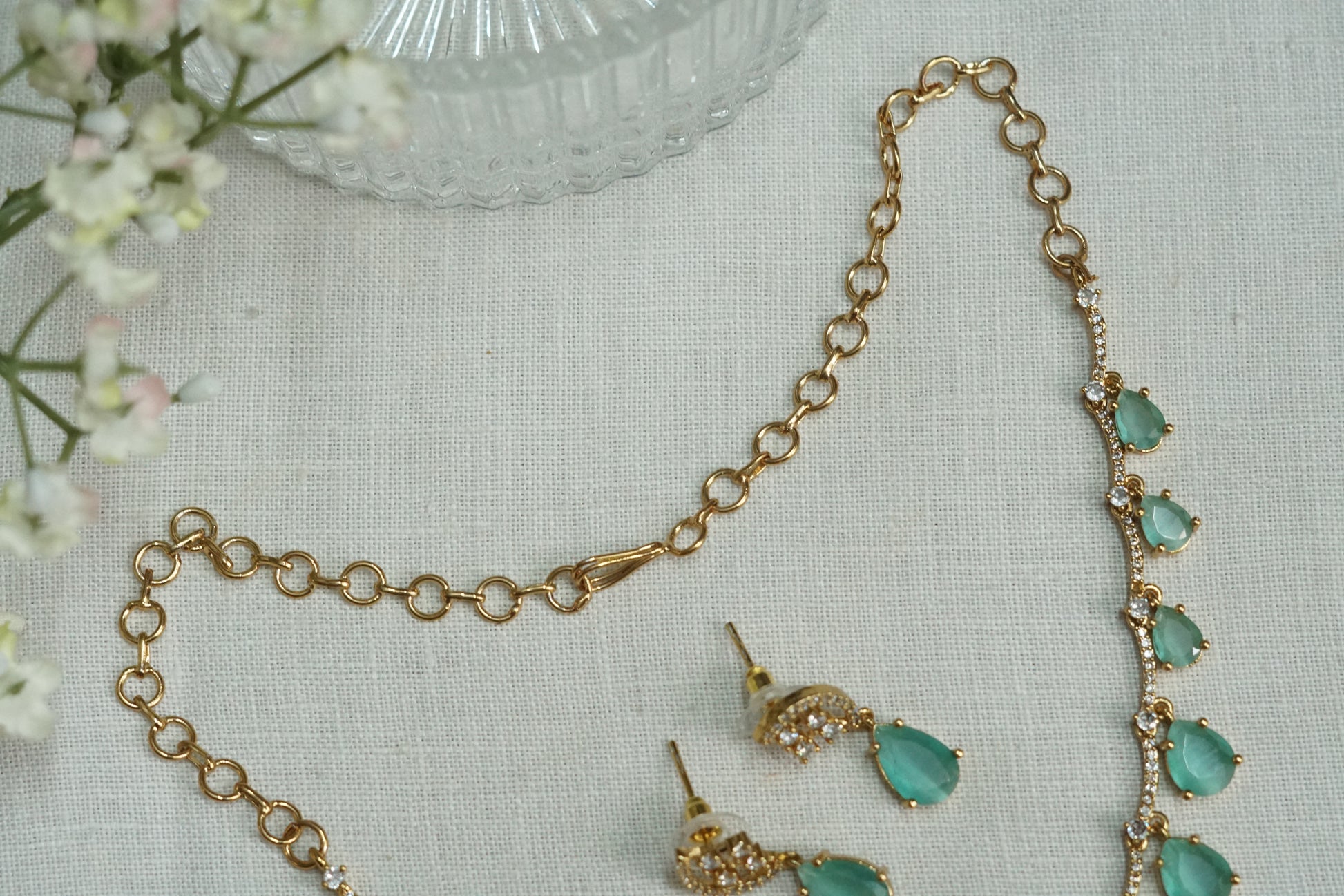 Mint AD Stone Necklace Set (4-9152)(AK) - JEWELSTYLE