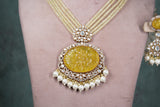 Yellow Polki Necklace set (4-8552)(B)